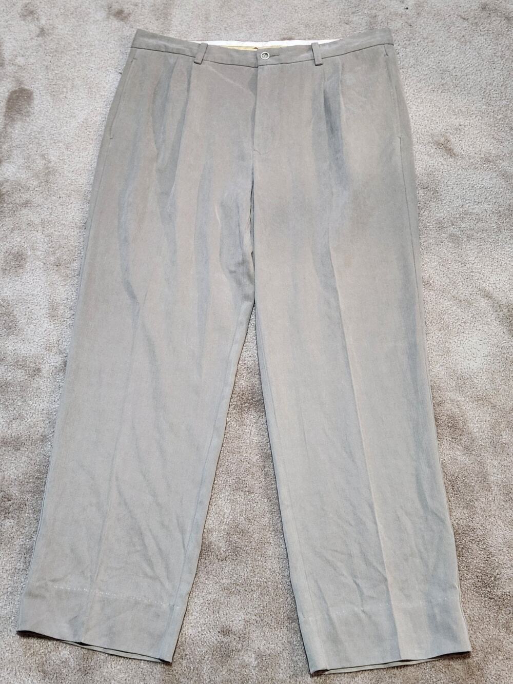 Tommy Bahama Silk Blend Pants Men's 35x32 Gray Pockets Button Zip